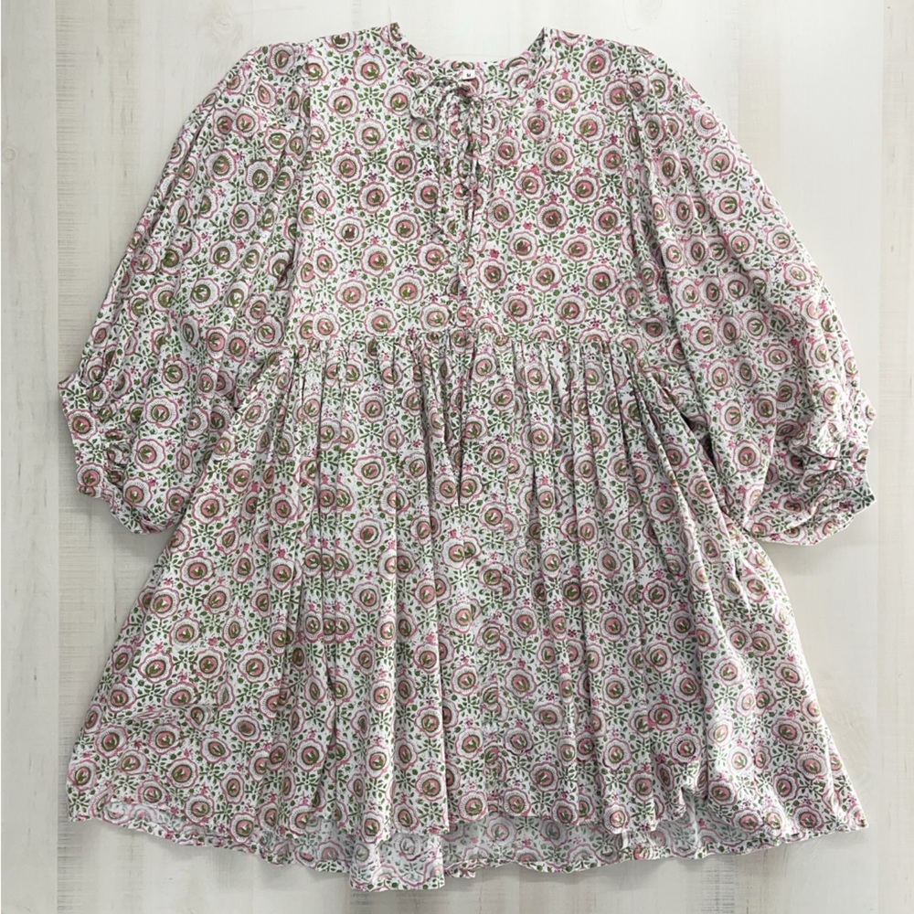 block print handmade India printed floral dress M Etsy pink green